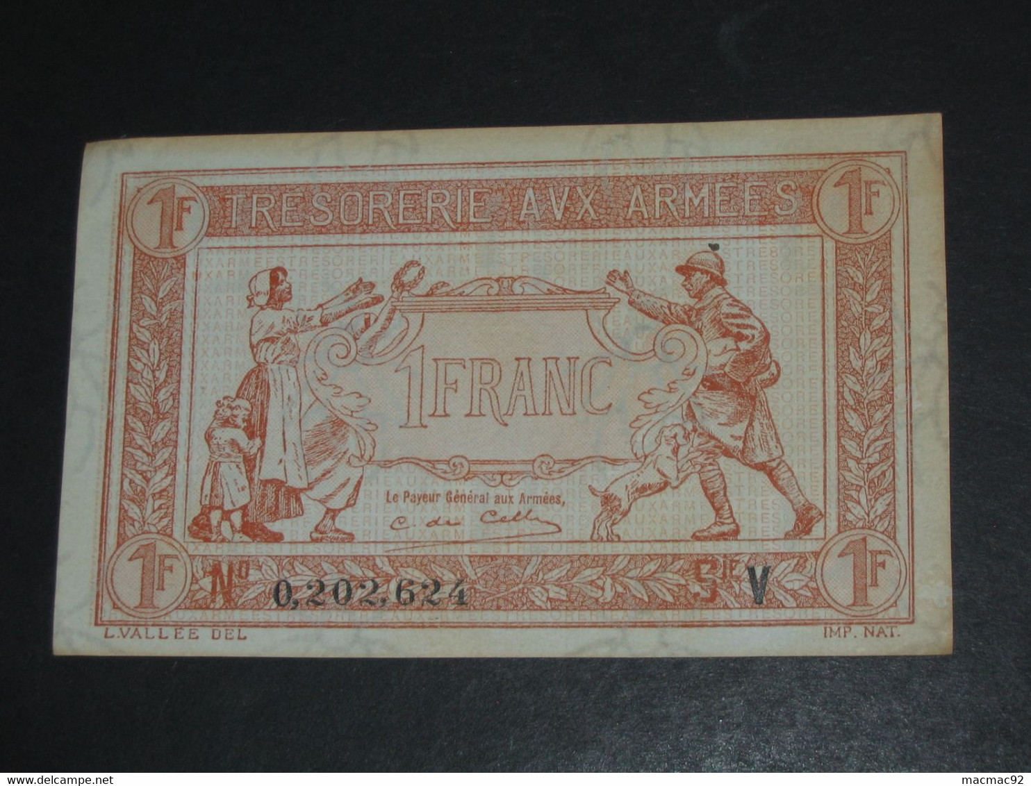 1 Franc - Trésorerie Aux Armées 1919 - V  **** EN ACHAT IMMEDIAT ****   Billet Recherché !!!! - 1917-1919 Trésorerie Aux Armées