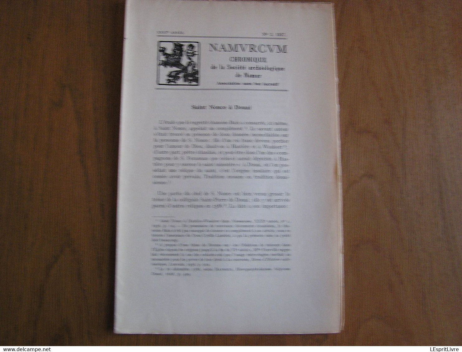 NAMVRCVM Namurcum N° 2 1957 Régionalisme Namur Saint Nonce à Douai Fancon De Liroux Villers Deux Eglises - Belgique