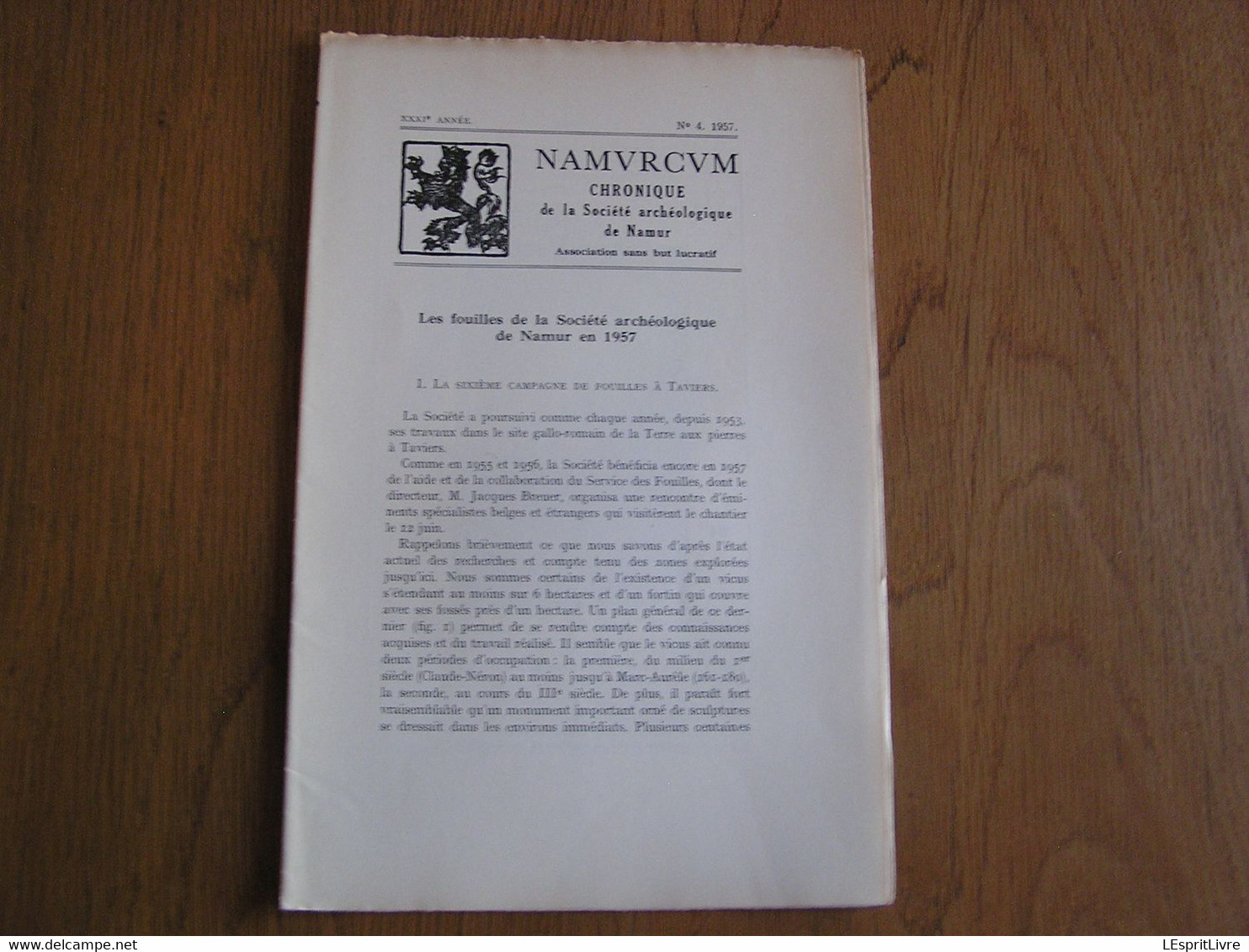 NAMVRCVM Namurcum N° 4 1957 Régionalisme Namur Fouilles Taviers Archéologie Corvéables Ban De Fronville - Belgique