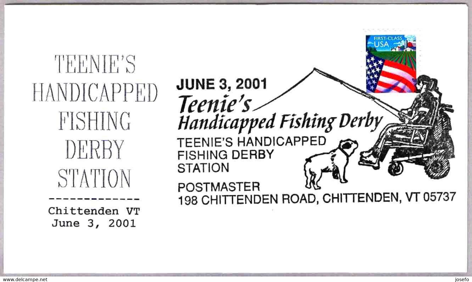 TEENIE'S HANDICAPPED FISHING DERBY. Perro - Dog - Silla De Ruedas - Wheelchair. Chittenden VT 2001 - Handisport