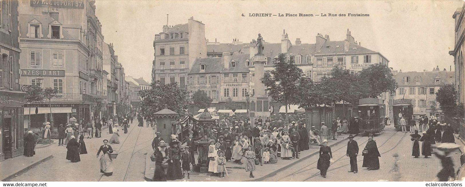 Lorient     56          Carte  Panoramique    La Place Bisson Tramways  27.5 X 11. Décollée   (voir Scan) - Lorient