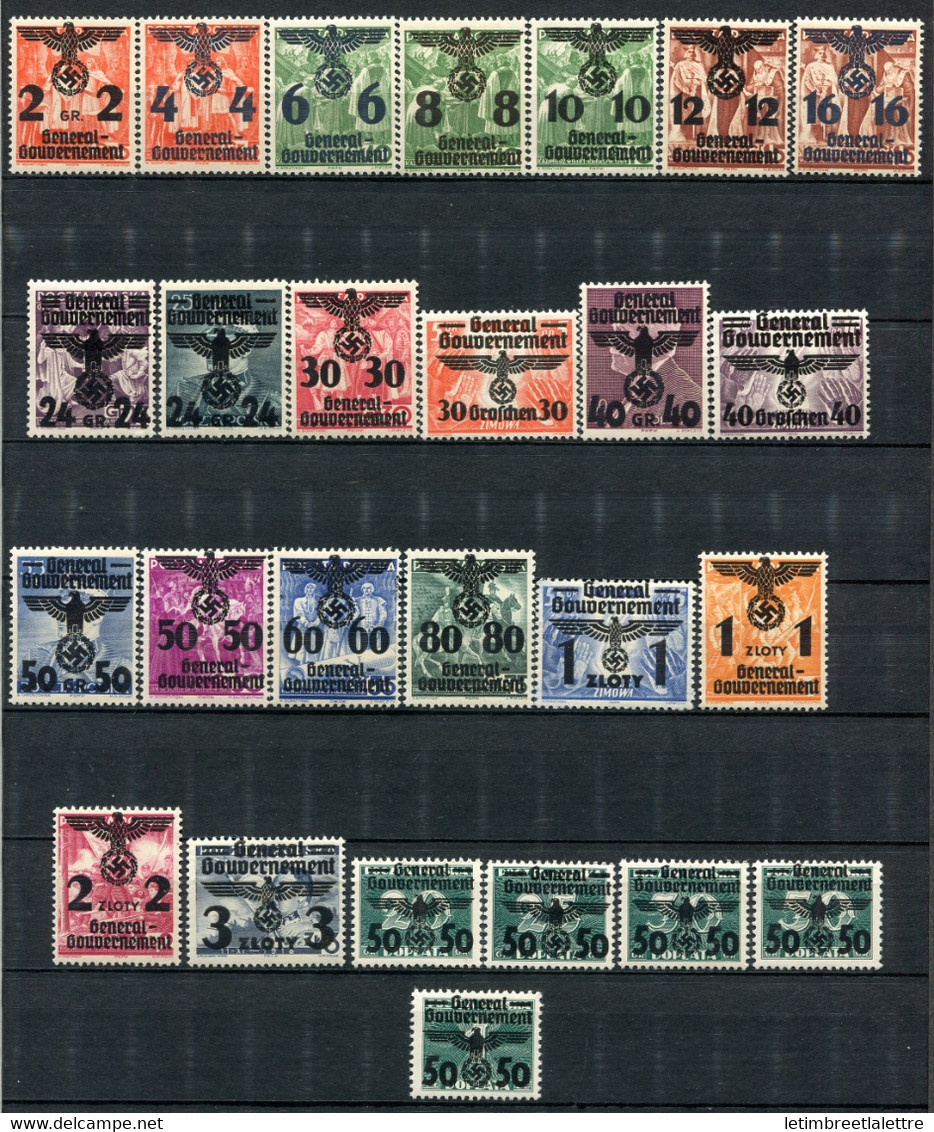 ⭐ Pologne - Gouvernement Général - YT N° 30 à 55 ** - Neuf Sans Charnière - 1940 ⭐ - General Government