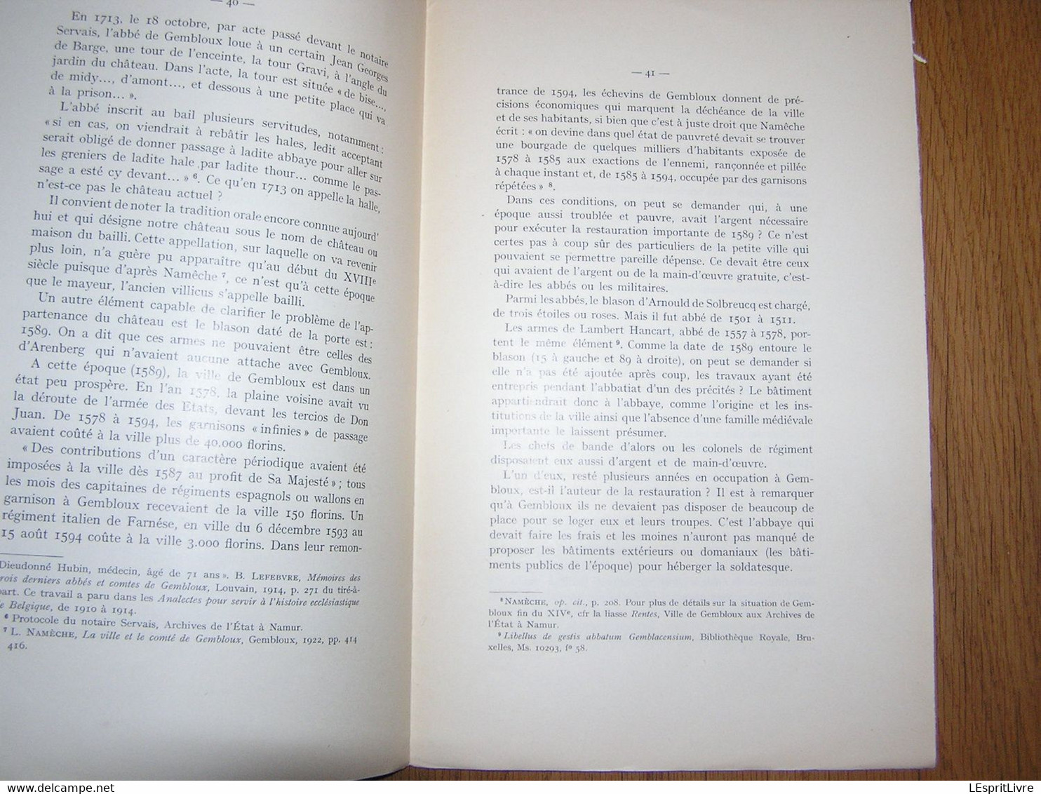 NAMVRCVM Namurcum N° 3 1958 Régionalisme Namur Maison Du Bailli Gembloux Histoire - Belgique