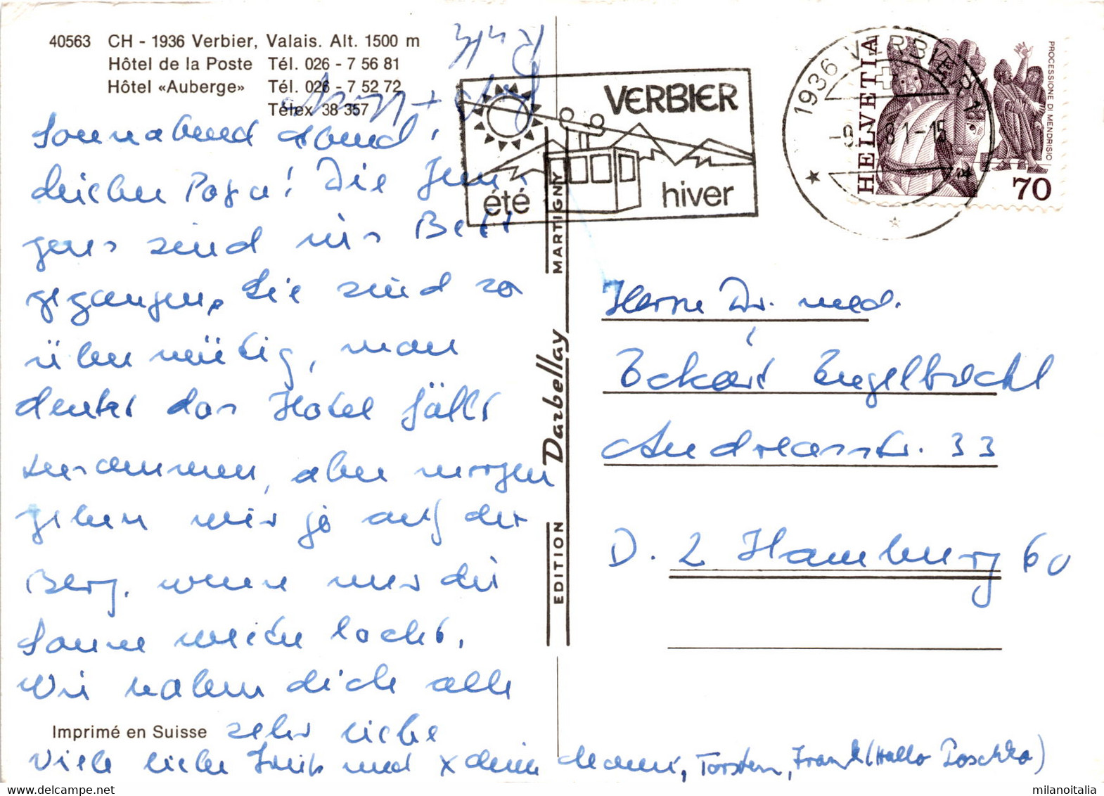 Verbier - Hotel Auberge - Hotel De La Poste - 3 Bilder (40563) * 9. 3. 1981 - Other & Unclassified