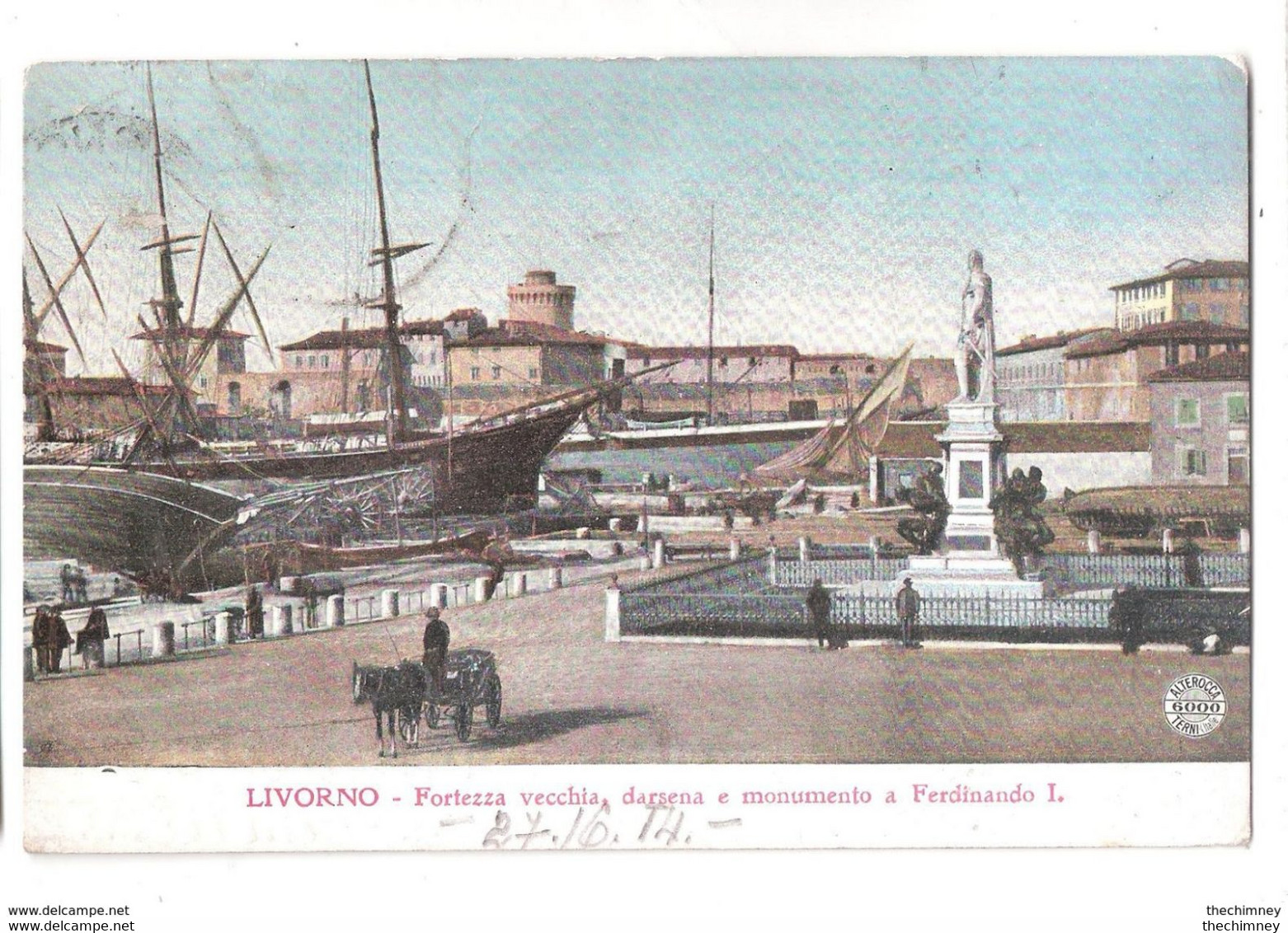 LIVORNO-FORTEZZA VECCHIA DARSENA E MON.A FERNANDO I-ANNO 1910 PICTURE POSTCARD USED - Livorno