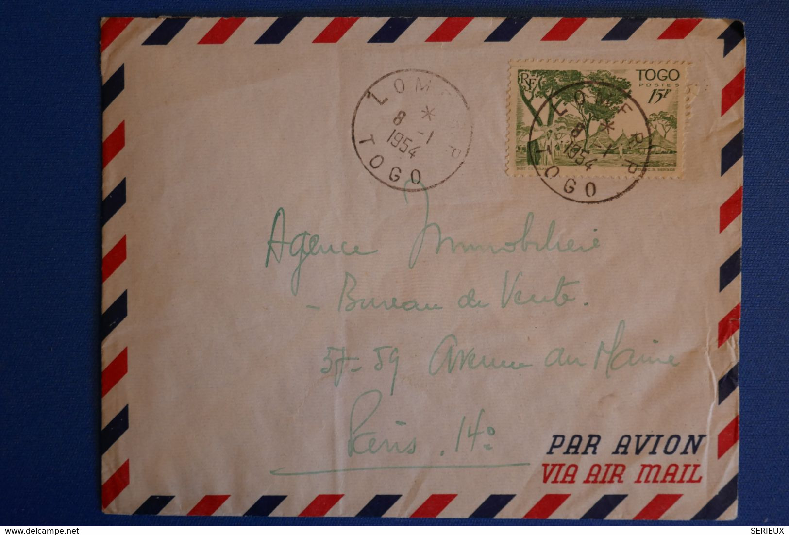 N8 TOGO BELLE LETTRE 1954 VOYAGEE LOME POUR PARIS + AFFRANCHISSEMENT INTERESSANT - Lettres & Documents