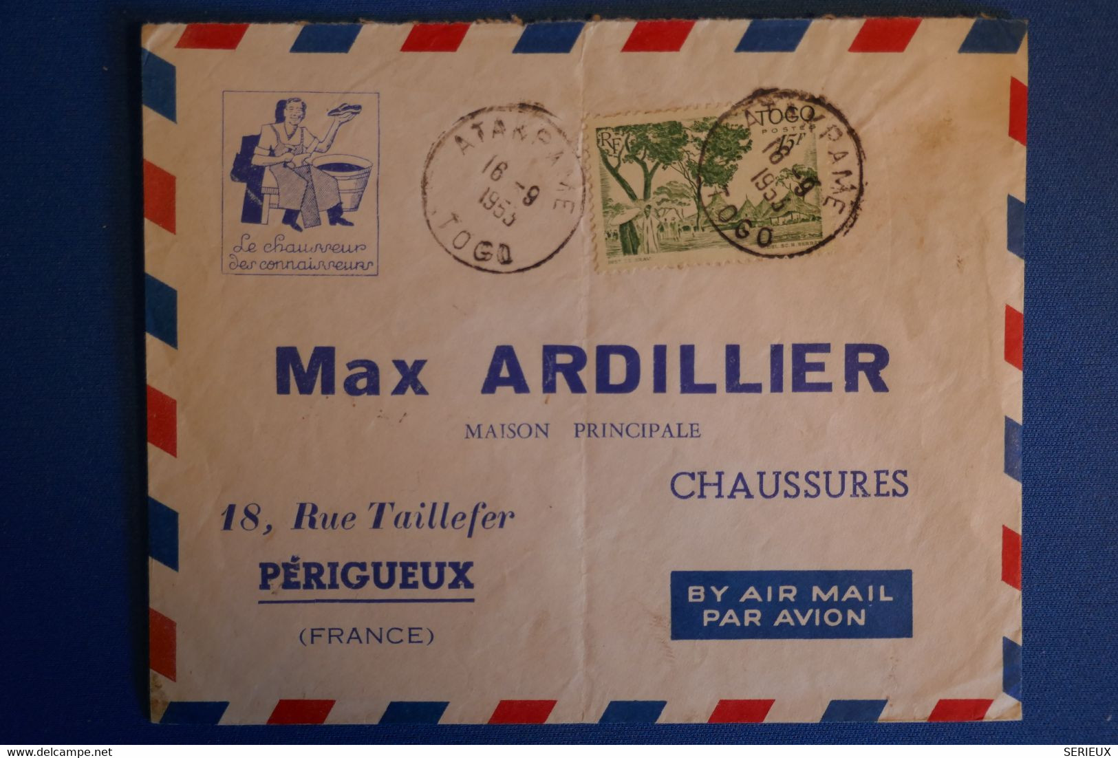 N8 TOGO BELLE LETTRE 1953 PETIT BUREAU ATAKPAMPE PAR  LOME POUR PERIGUEUX + AFFRANCHISSEMENT INTERESSANT - Cartas & Documentos