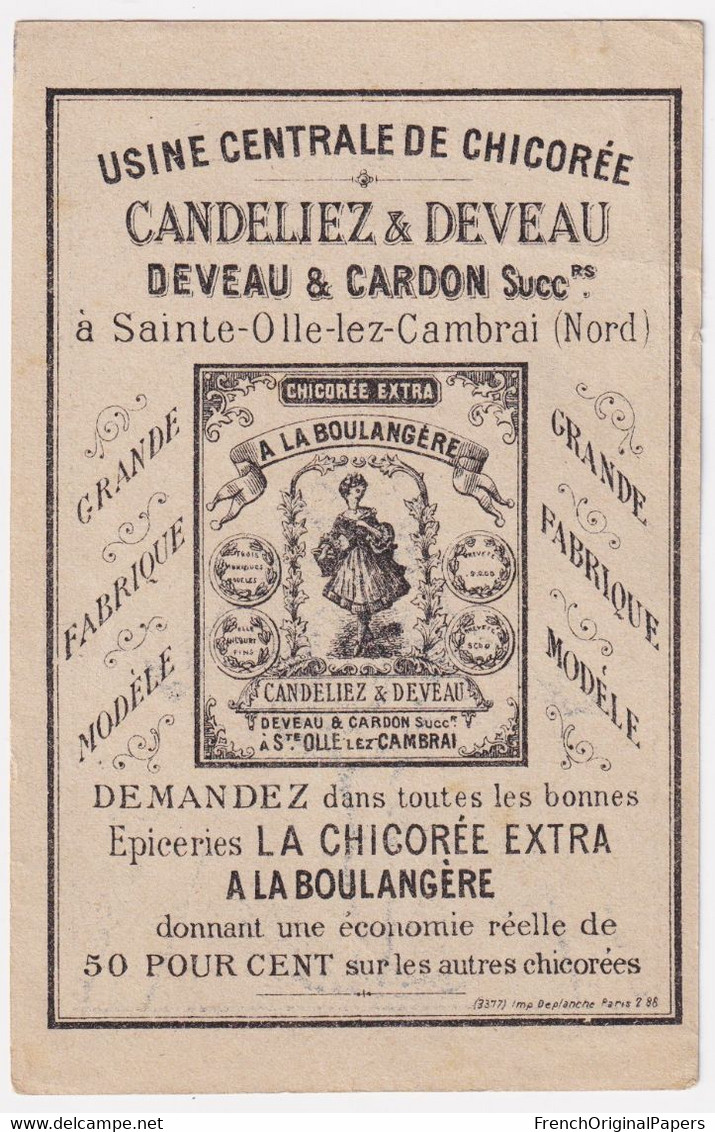 Chromo Gravure Image Devinette Chicorée Candeliez Deplanche Paris 1890 Partie De Saute-mouton Cirque Clown 48-3 - Té & Café