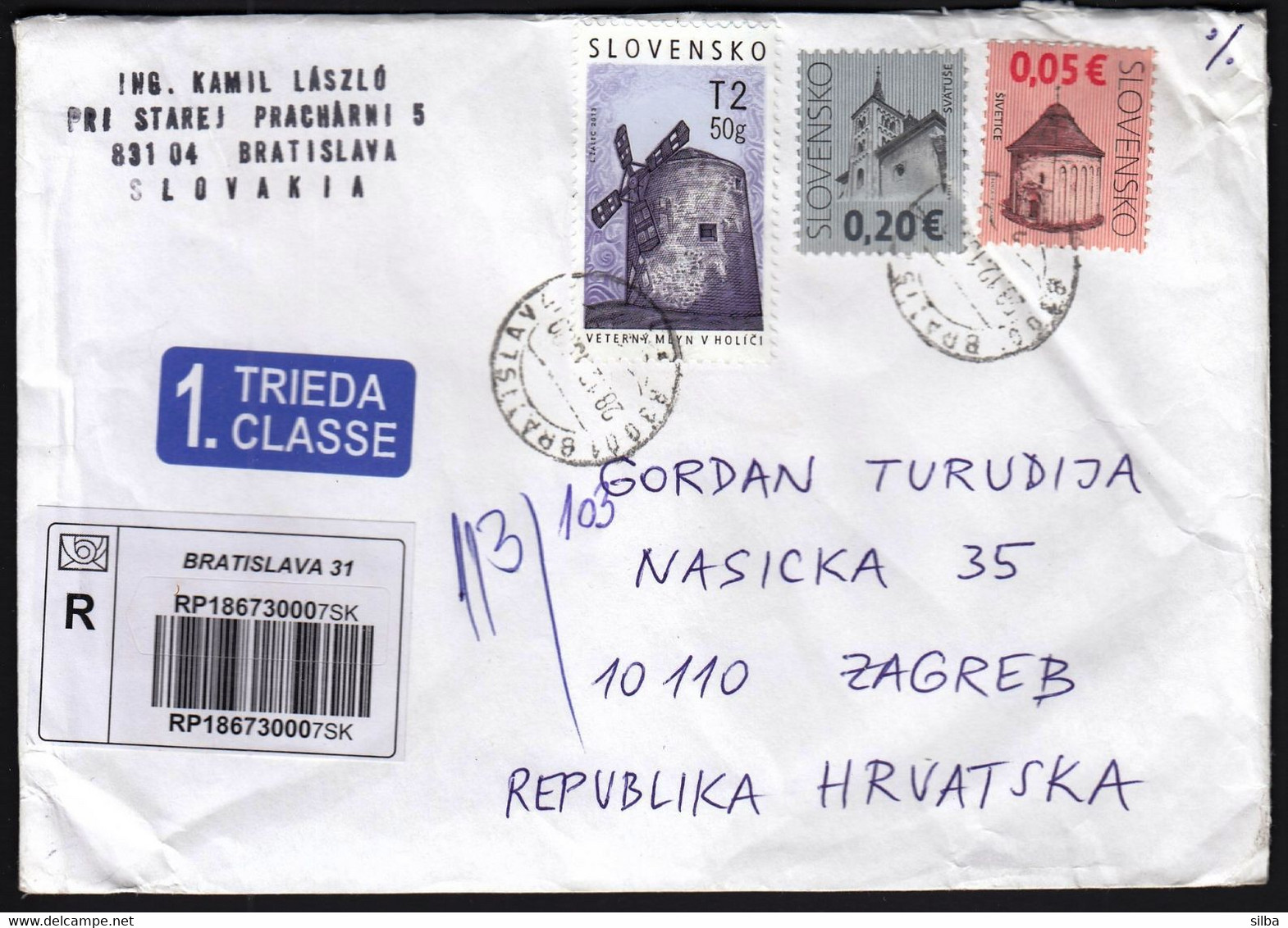 Slovakia / Holic Windmill, 2013 / Church Of Svatuse, Rotunda Of St. Margaret In Sivetice, 2009 / Bird Great Bustard 2011 - Cartas & Documentos