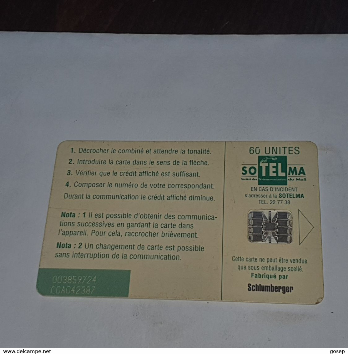 MALI-(MAL-O-42)-antenne Sullymanbougou-(18)-(60units)-(003859724)-(tirage-100.000)+1card Prepiad - Mali