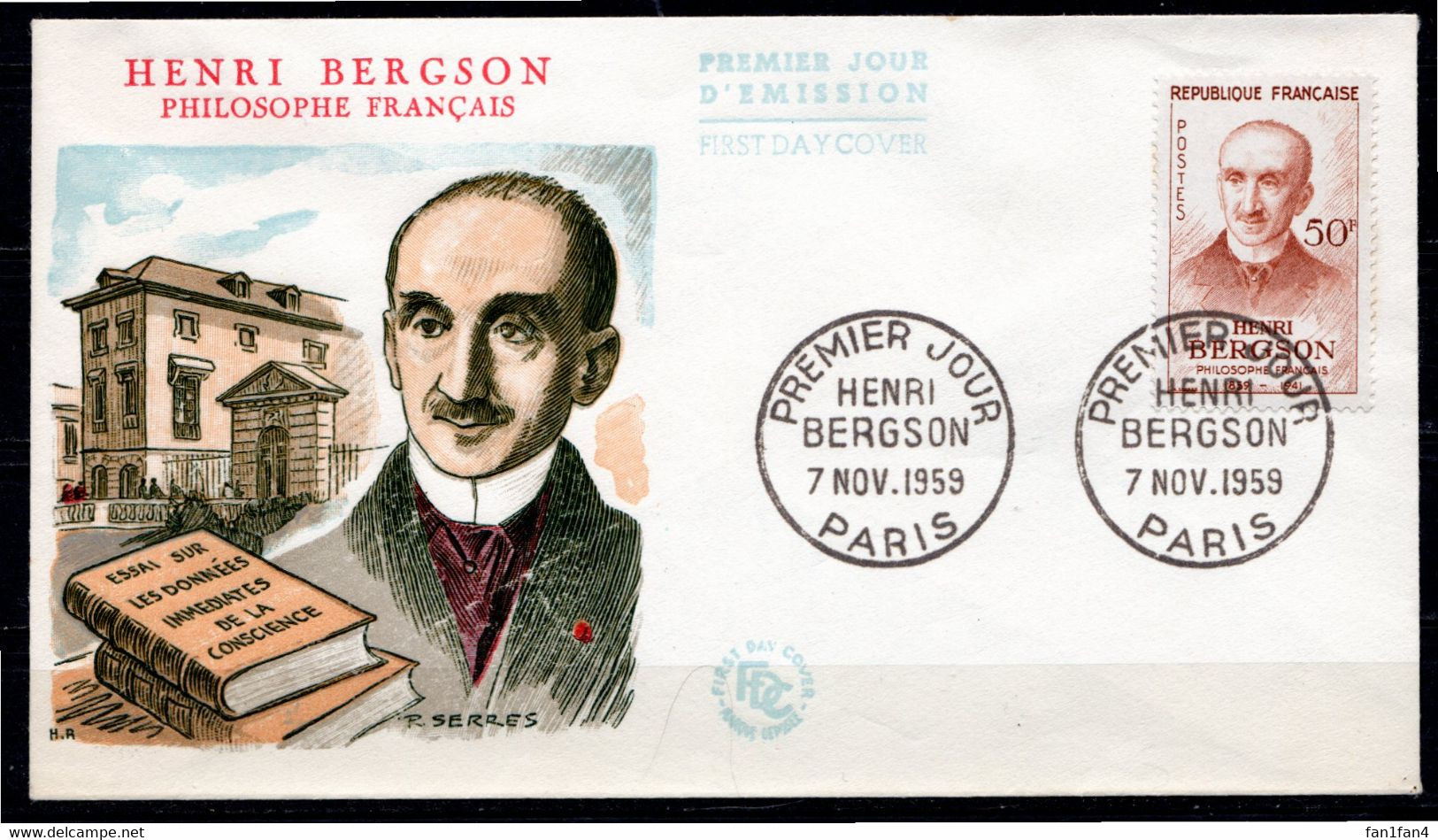 FDC FRANCE 1959 - N° 1225 - Centenaire De La Naissance Du Philosophe Henri Bergson - 1950-1959