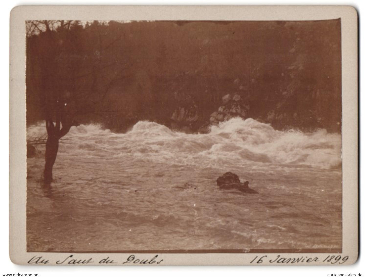 Photo  Vue De Les Brenets, Au Saut Du Doubs, 16 Janvier 1899, Reissender Bach - Luoghi