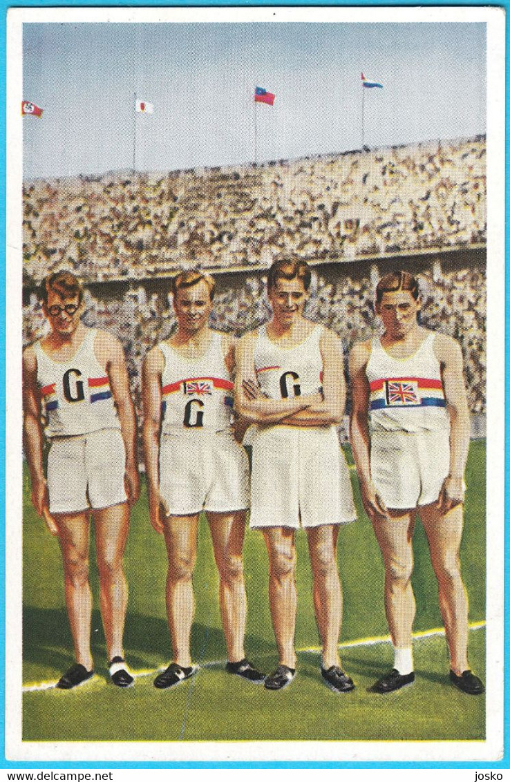 GREAT BRITAIN (Wolff Rampling Roberts Brown) Olympic Games 1936 Berlin * GOLD - 4x400 METRES RELAY * Old Card Athletics - Trading Cards