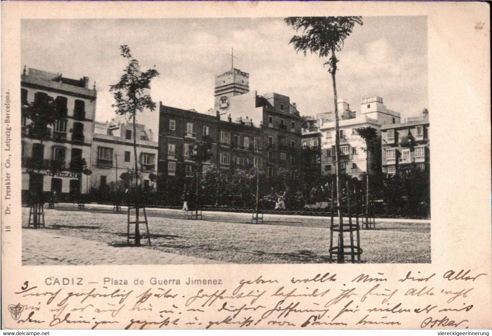 ! Alte Ansichtskarte Cadiz, Plaza De Guerra Jimenez, Verlag Dr. Trenkler, Leipzig - Cádiz