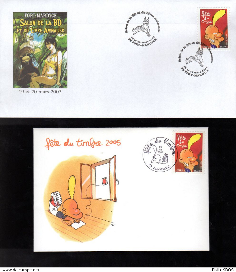 &#9989; Lot " F.D.T. 2005 : TITEUF "  Sur  2 Enveloppes 1er Jour De 2005. N° YT 3751. Parfait état. FDC - Comics