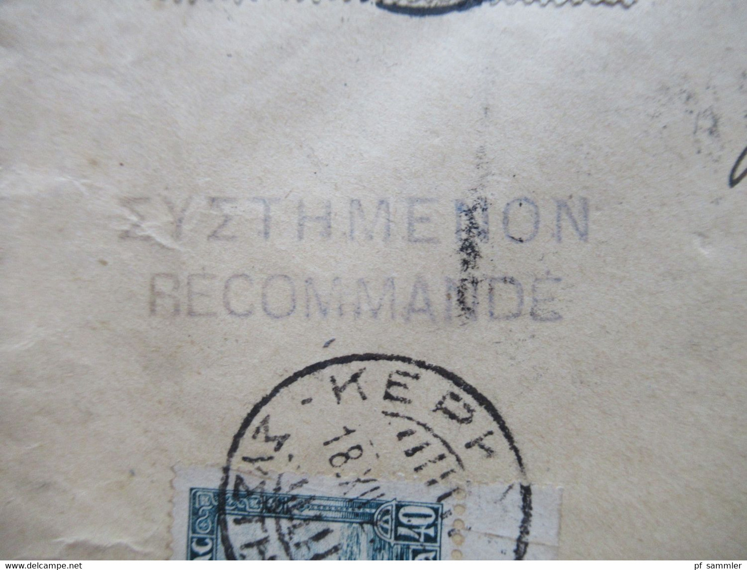 Griechenland 1930 Korfu / Corfou Einschreiben / Reko Kerkyra - Bruxelles Rückseitig Stempel Brindisi Transit Raccoman. - Briefe U. Dokumente