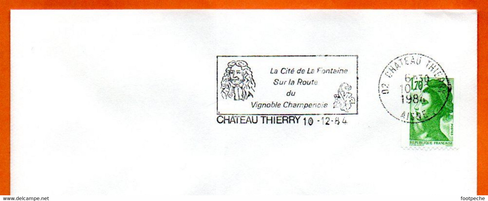 02 CHATEAU THIERRY  LA FONTAINE 1984 Lettre Entière N° HI 439 - Mechanische Stempels (reclame)