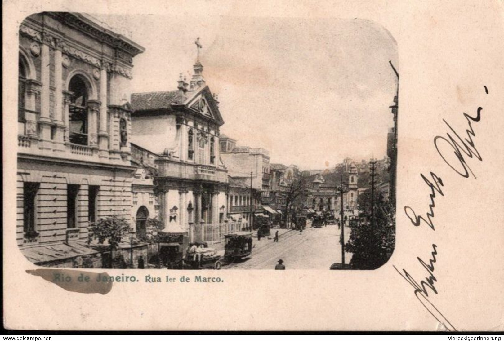 ! Old Postcard Rio De Janeiro, Rue De Marco, Tram, Brasilien, Brazil - Rio De Janeiro