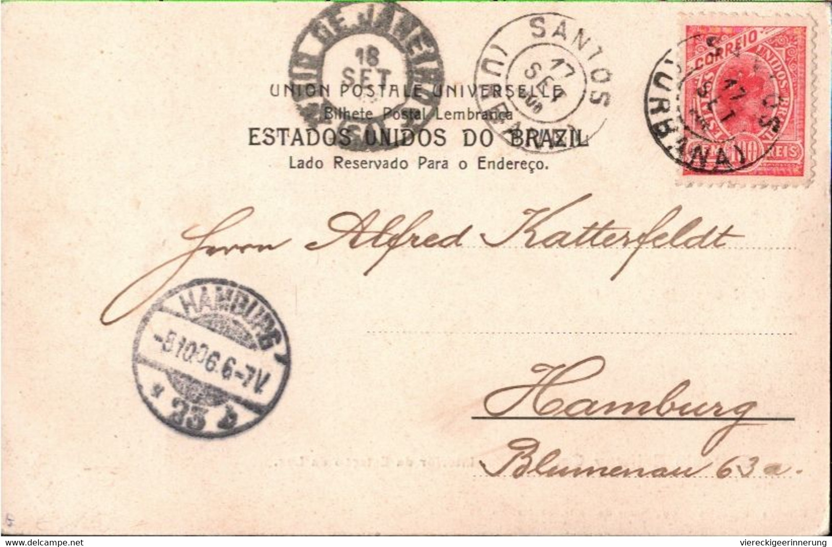 ! Old Postcard Sao Paulo Railway, Estacao Da Luz, Bahnhof, 1906, Brasilien, Brazil - São Paulo