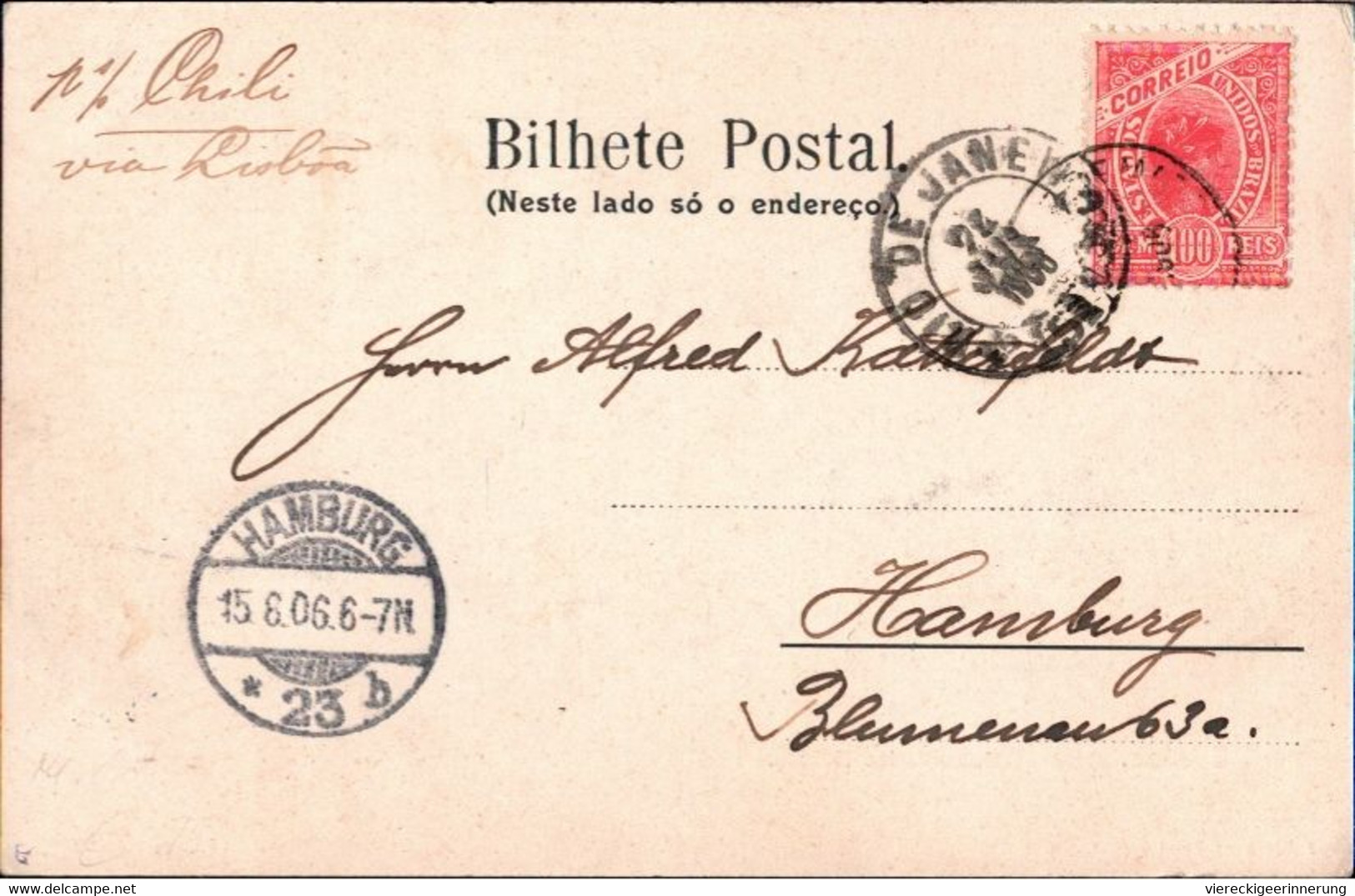 ! 1906 Old Postcard Santos, Tramway, Brasilien, Brazil - São Paulo