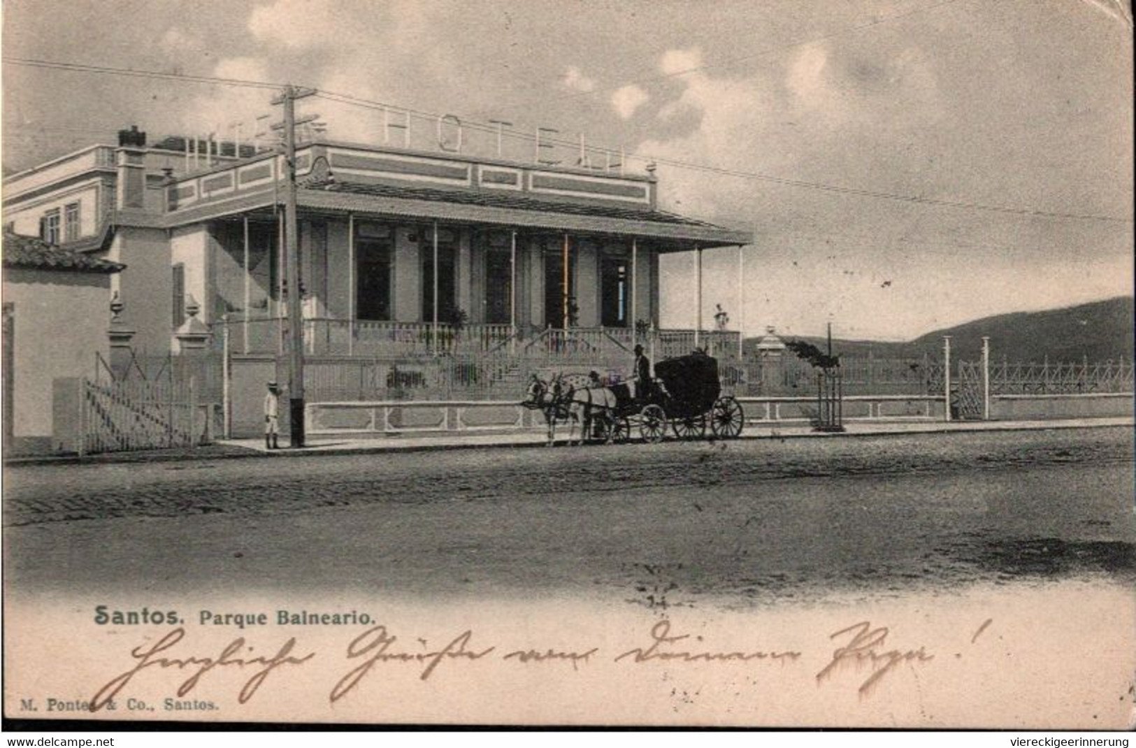 ! 1906 Old Postcard Santos, Parque Balneario, Hotel, Brasilien, Brazil - São Paulo