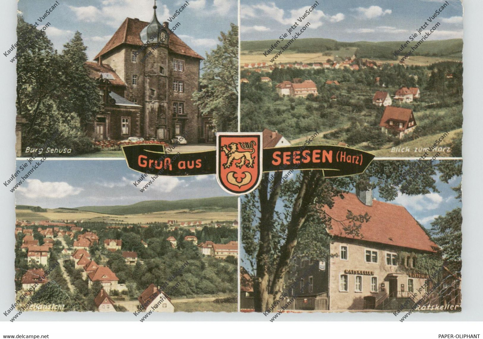 3370 SEESEN, Ratskeller, Burg, Panoramaansichten, Stadtwappen, 1962, Aptierter Stempel - Seesen