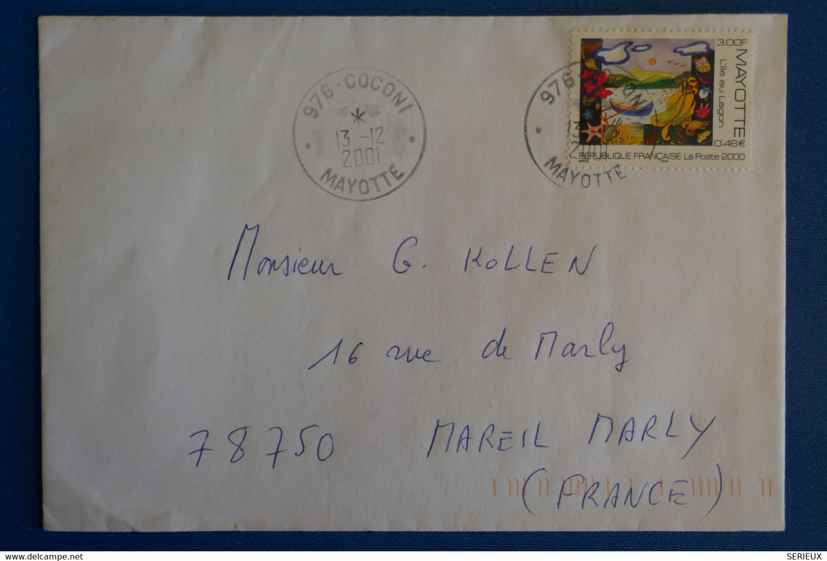 N9 MAYOTTE BELLE LETTRE 2001 VOYAGEE POUR MAREIL + AFFRANCHISSEMENT PLAISANT - Brieven En Documenten