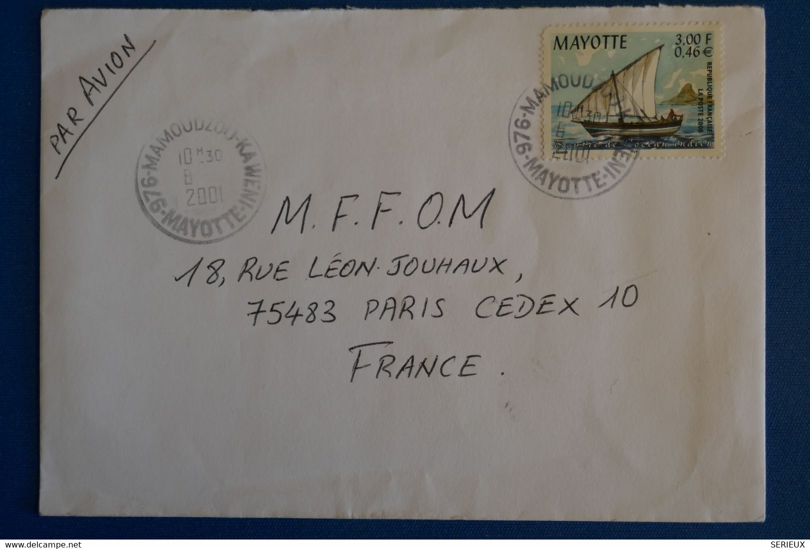 N9 MAYOTTE BELLE LETTRE 2001 VOYAGEE POUR PARIS FRANCE + AFFRANCHISSEMENT PLAISANT - Briefe U. Dokumente