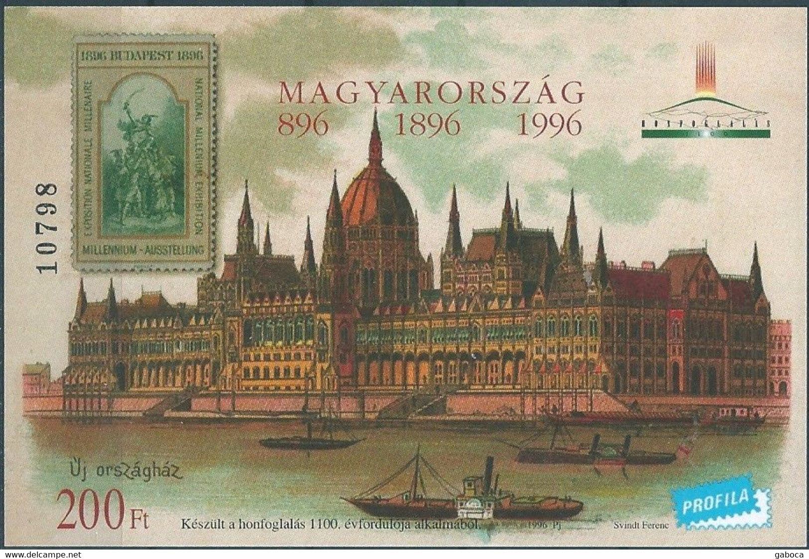 C1714 Hungary Building Parliament Stamp-on-Stamp Transport Shipping Celebration Millennium Memorial Sheet - Foglietto Ricordo