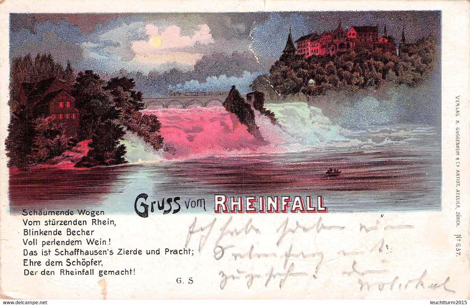 SUISSE - PICTURE POSTCARD 1899 RHEINFALL > WIESBADEN  /QE 12 - Cartas & Documentos