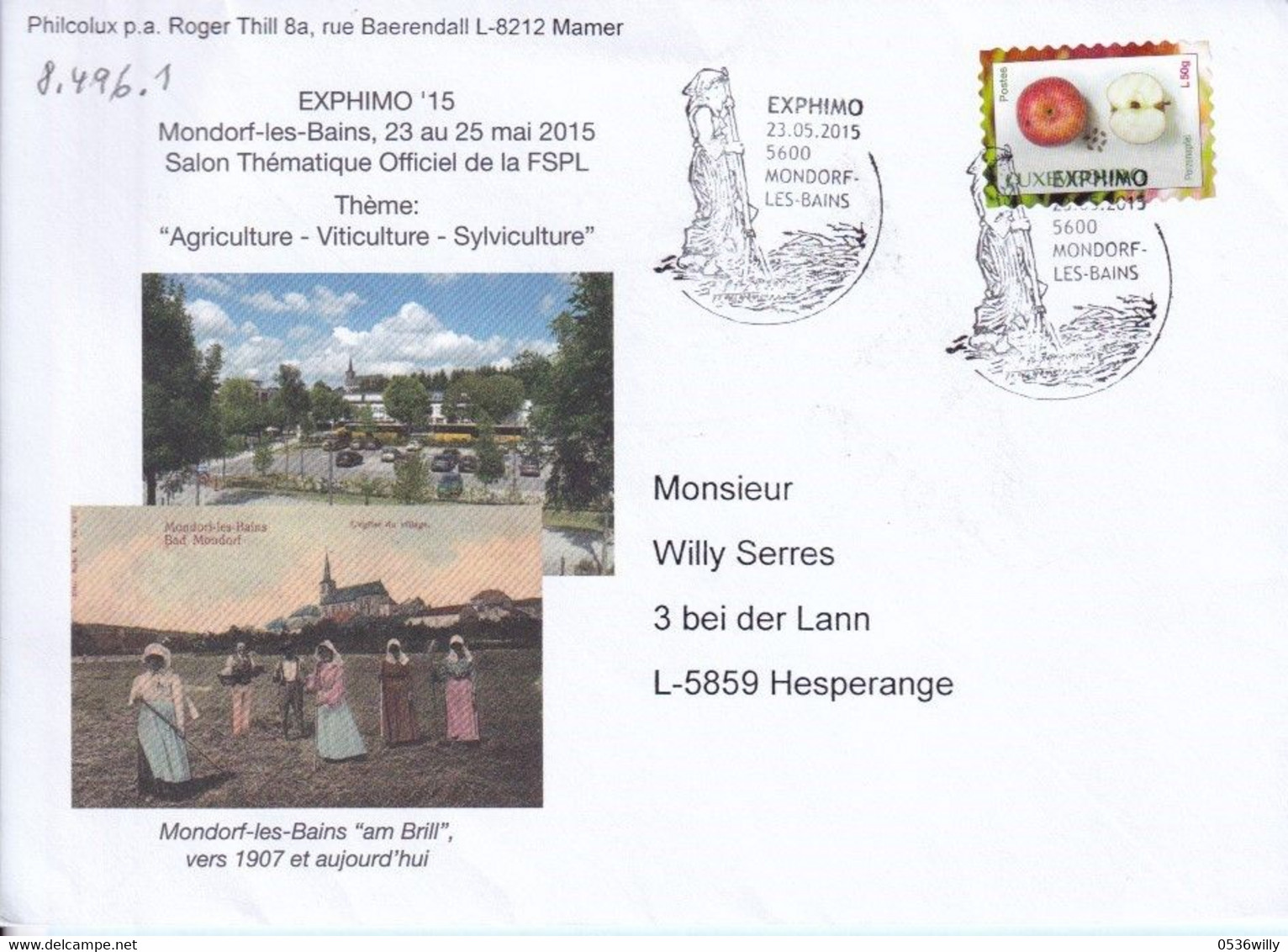 Mondorf-les-Bains EXPHIMO '15 (8.496.1) - Lettres & Documents