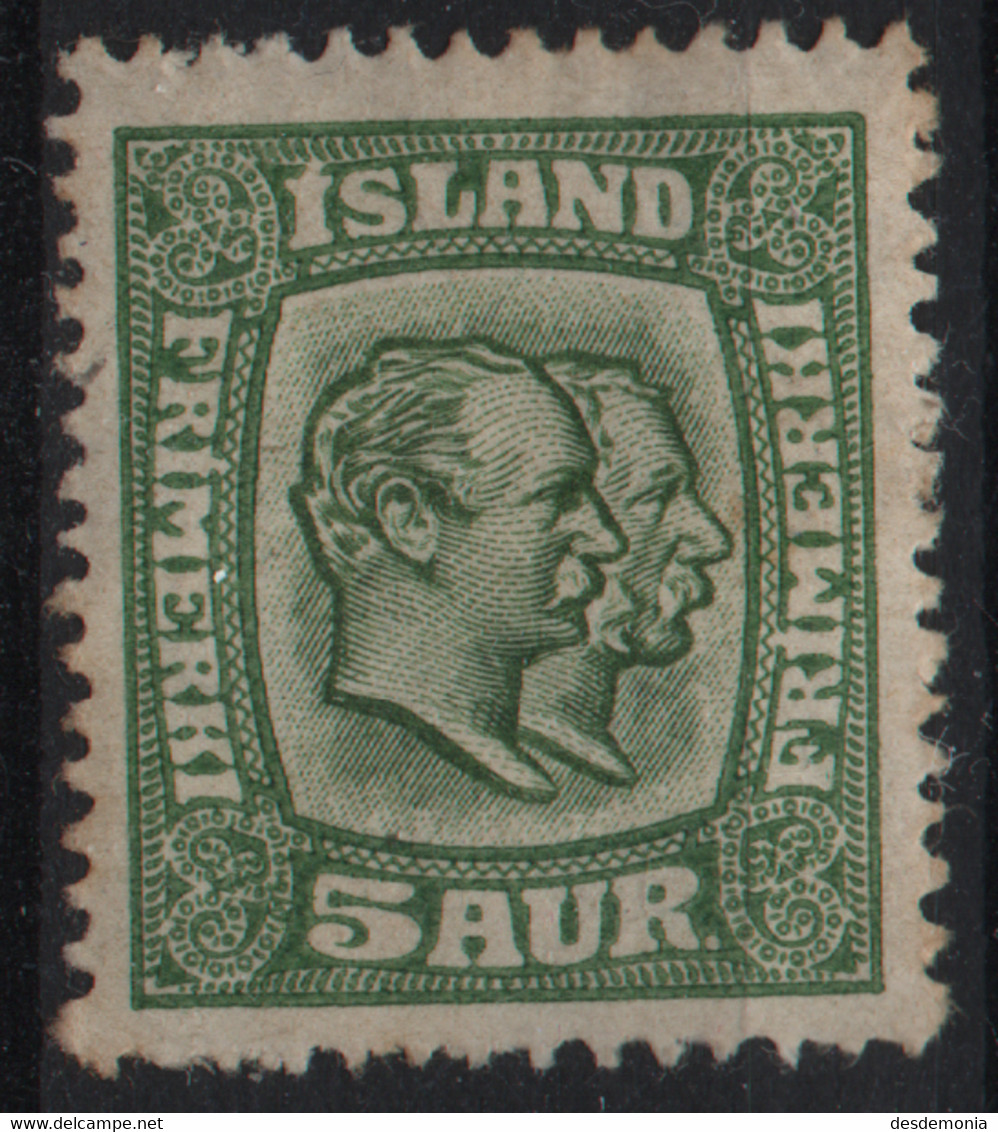 Islande Yvert 50 * 5 Aur Vert Fil Couronne - Other & Unclassified