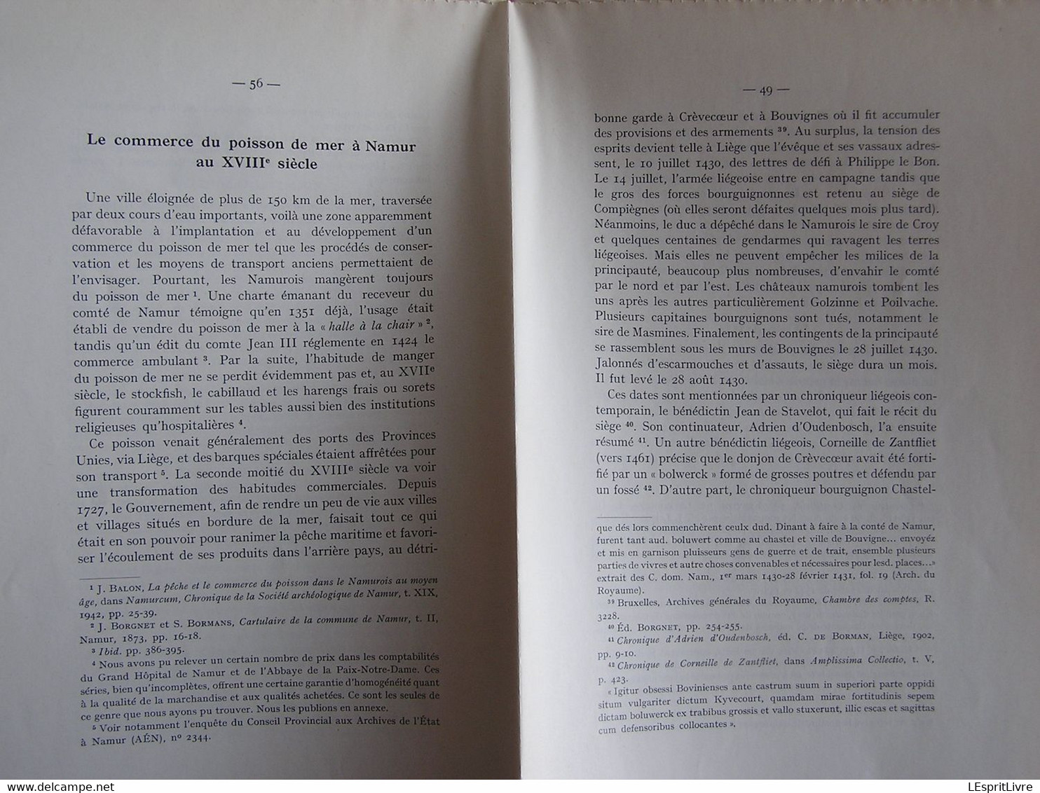 NAMVRCVM Namurcum N° 2 1968 Régionalisme Namur Légendes Trois Dames De Crèvecoeur Bouvignes Commerce Poissons De Mer - Belgique