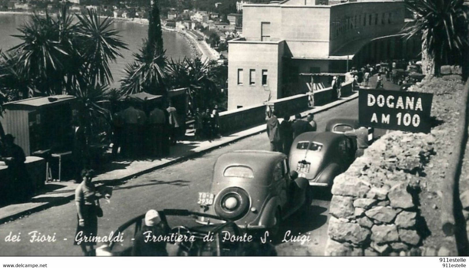 Italie    GRIMALDI - Douane Italienne   FRONTIERE DI PONTE .  ( Voiture Topolino  Fiat 500 ) - Colecciones Y Lotes