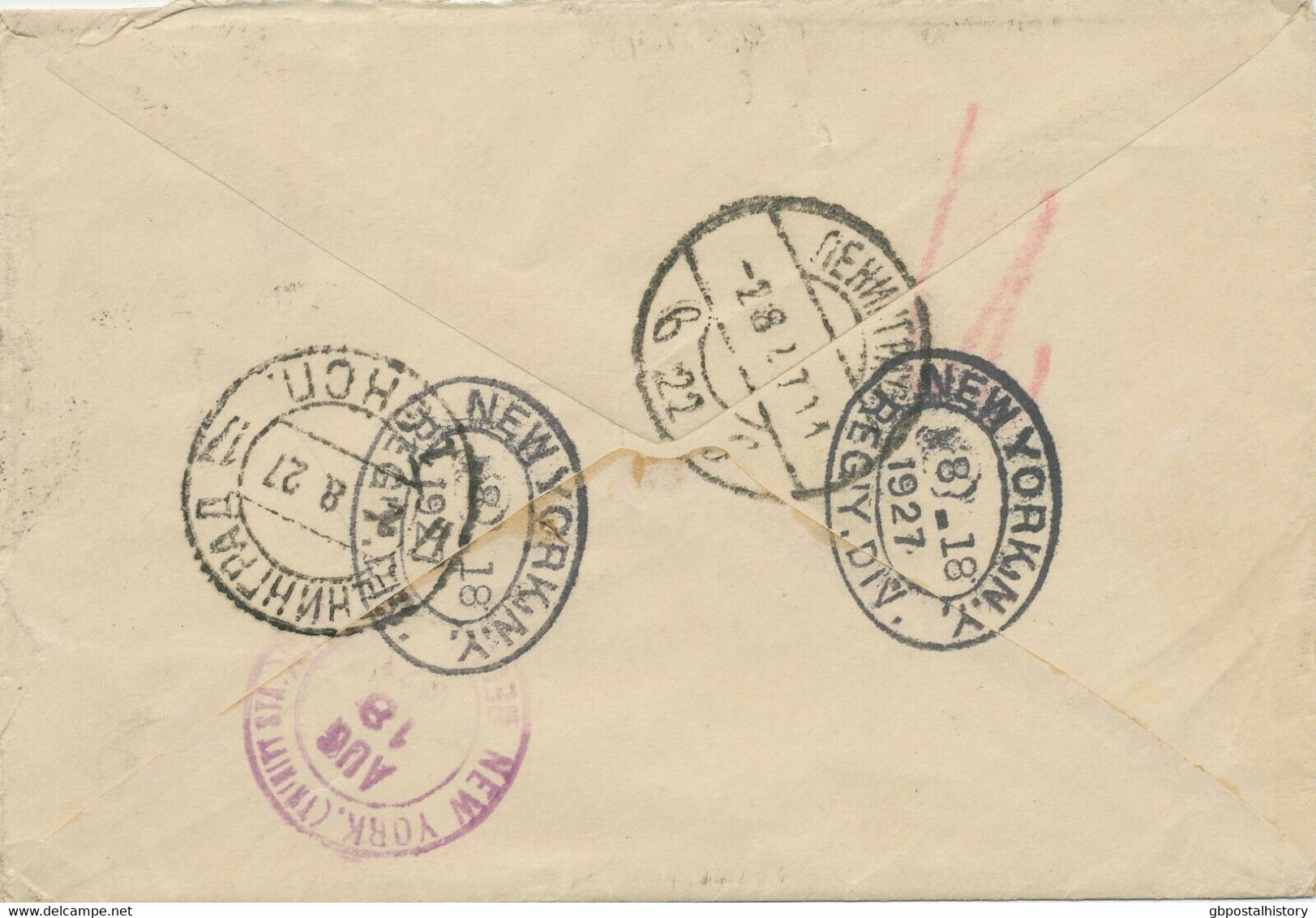 SOWJETUNION 1927 Arbeiter 14 K (2 X) Selt. MeF A. R-Brief Von LENINGRAD N. USA - Storia Postale