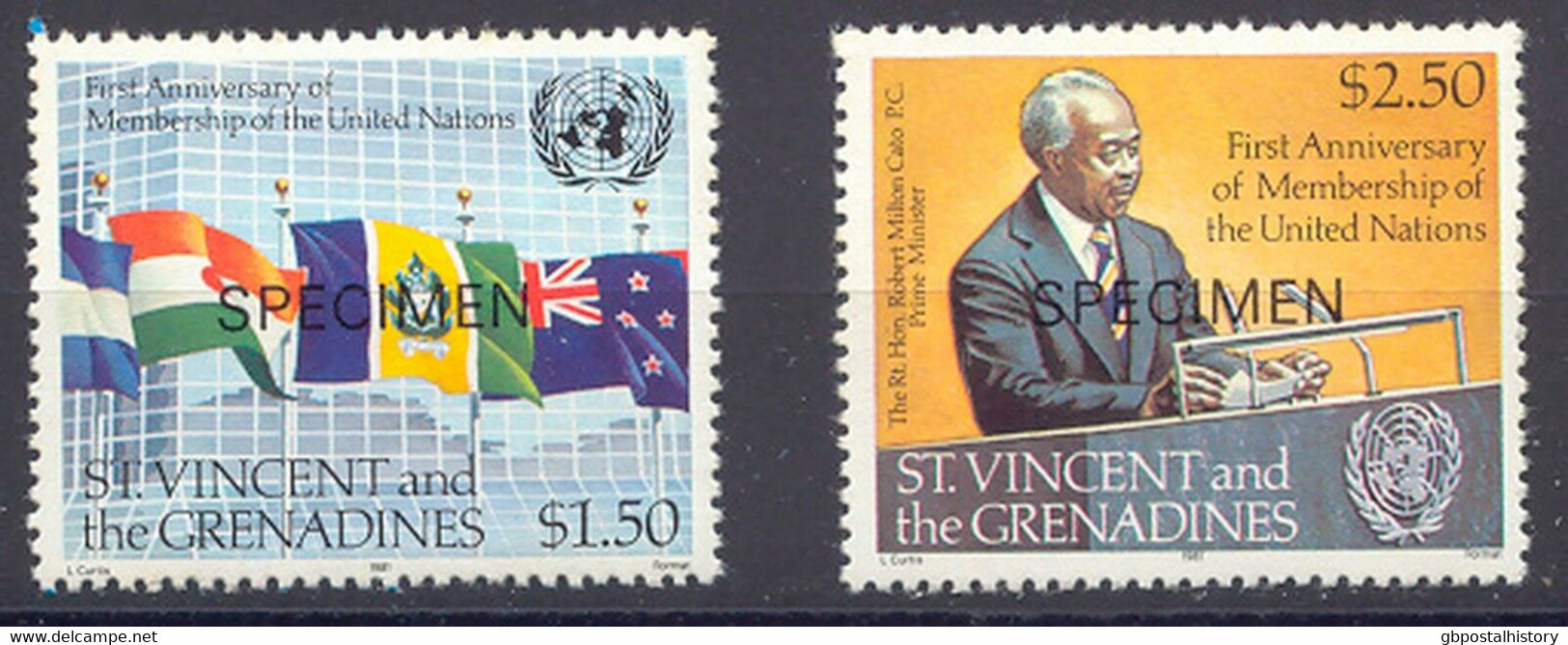 ST. VINCENT 1981 1. Jahrestag Aufnahme St. Vincent In United Nations SPECIMEN ** - St.Vincent (1979-...)