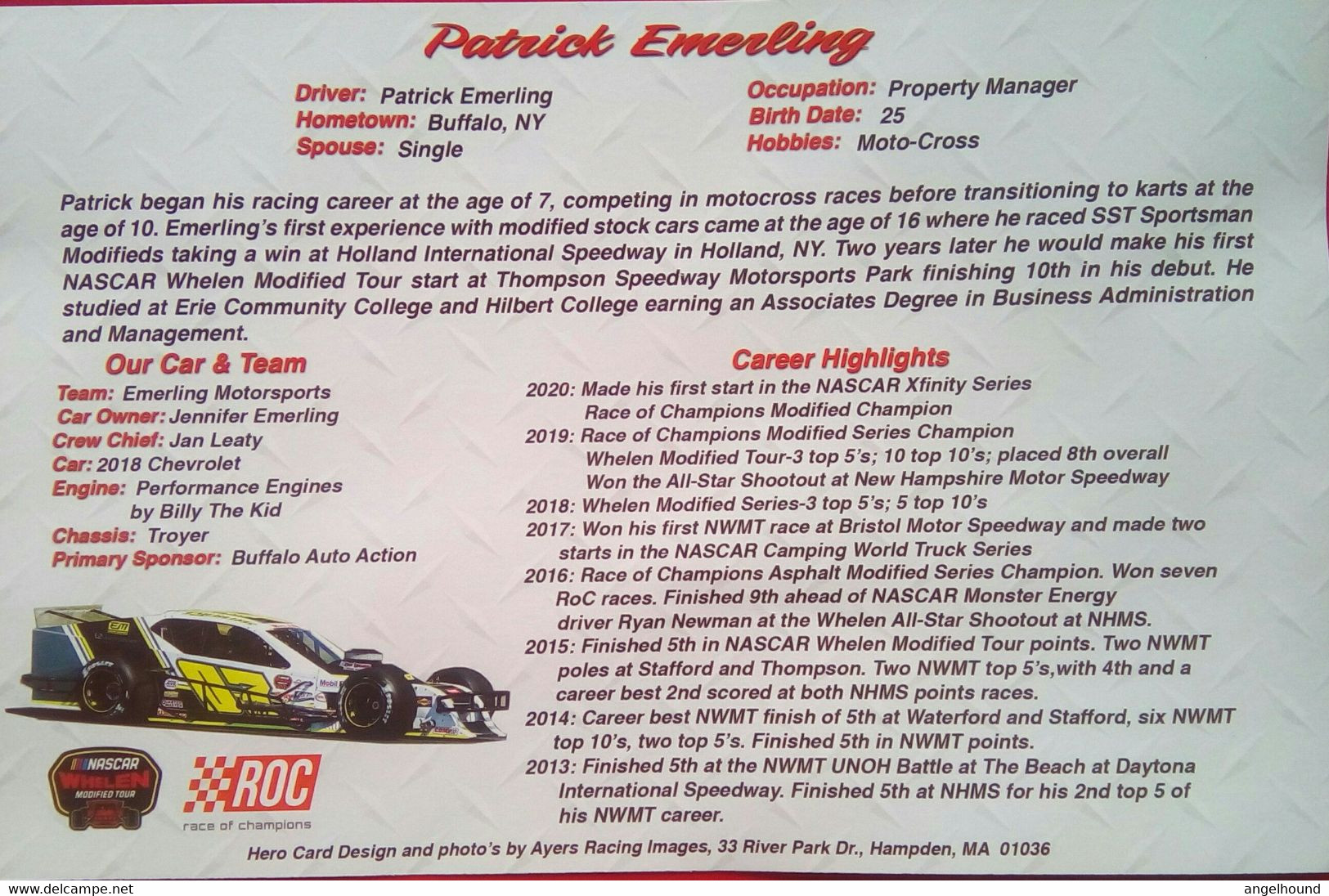 Patrick Emerling ( American Race Car Driver) - Autographes