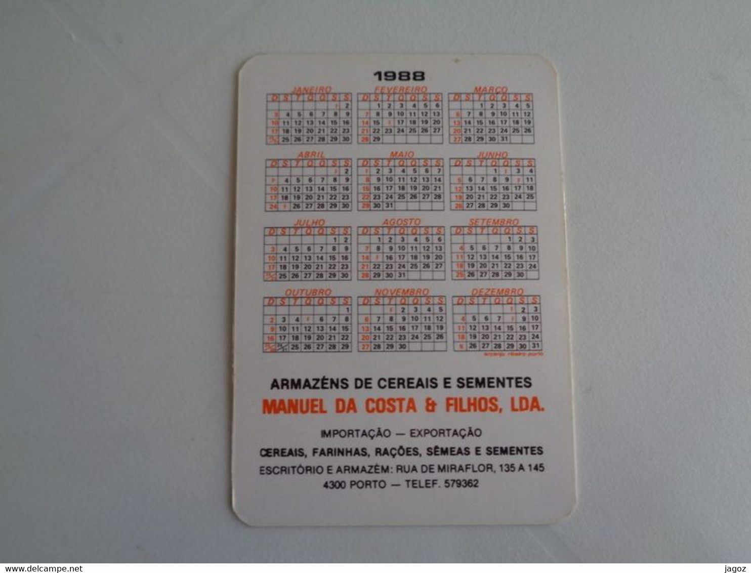 Birds Oiseaux Aves Manuel Da Costa & Filhos Porto Portugal Portuguese Pocket Calendar 1988 - Formato Piccolo : 1981-90