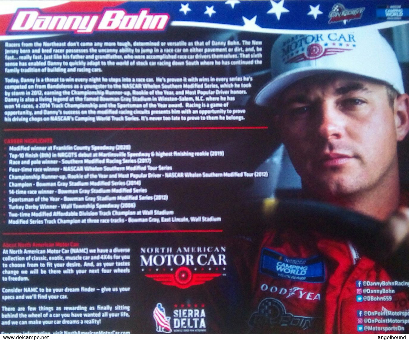 Danny Bohn ( American Nascar Driver ) - Authographs