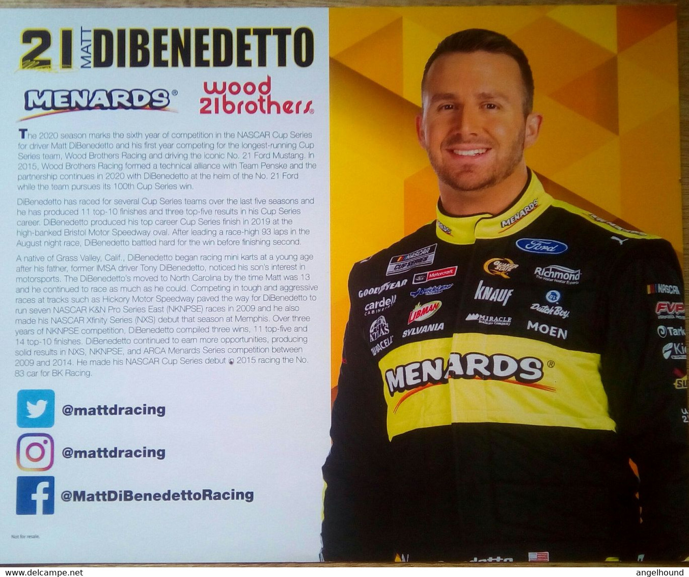Matt Dibenedetto ( American Race Car Driver ) - Autographes
