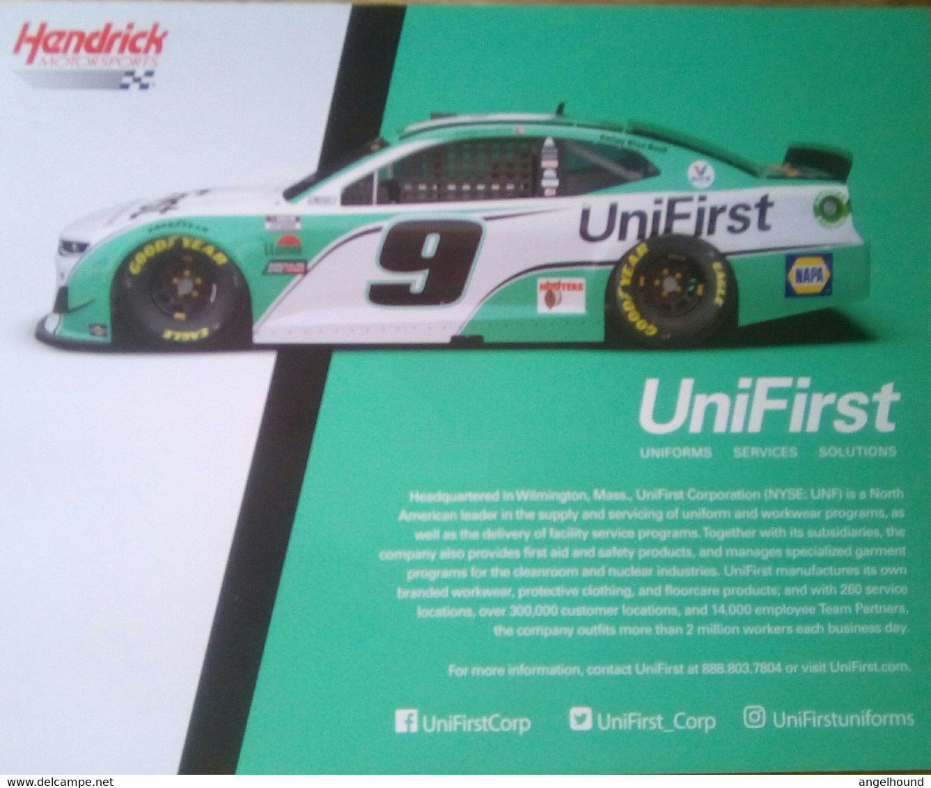 Chase Elliott ( American Race Car Driver, UNIFIRST ) - Uniformes Recordatorios & Misc