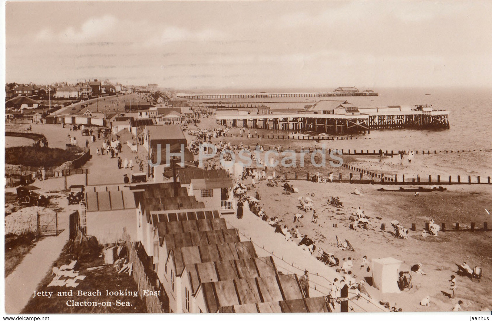 Clacton On Sea - Jetty And Beach Looking East - Old Postcard - England - 1928 - United Kingdom - Used - Clacton On Sea