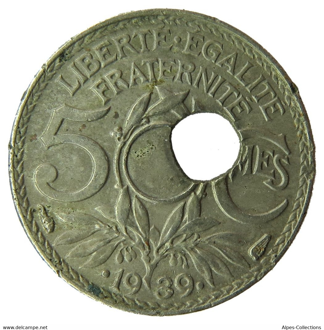 F12303A.1 - FRANCE - 5 Centimes Lindauer - 1939 - Perforation Décentrée - Varietà E Curiosità