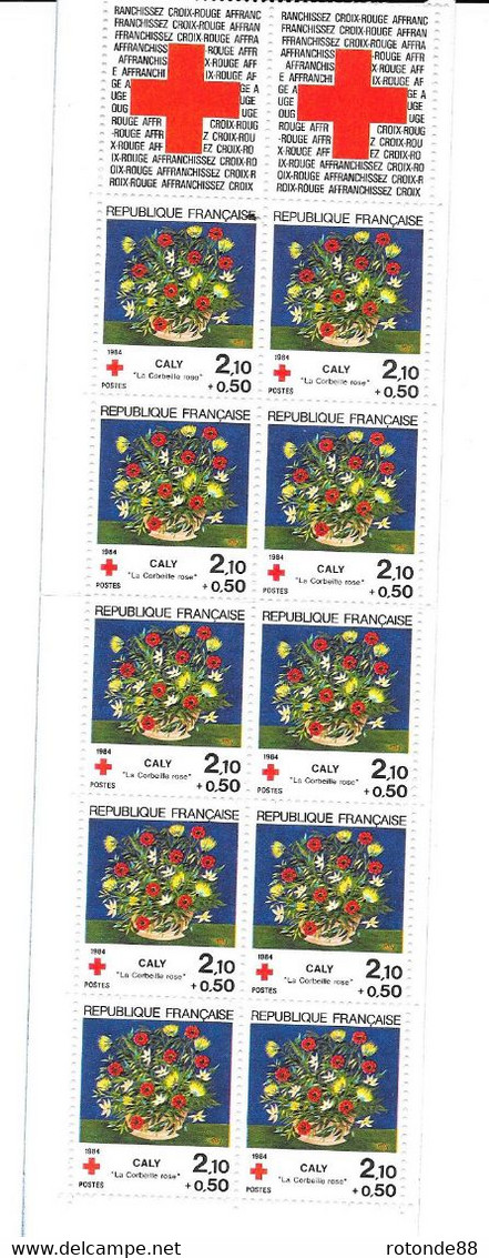 1984 - Bande Issue De Carnet Non Pliée "Caly Corbeille De Roses" - Red Cross