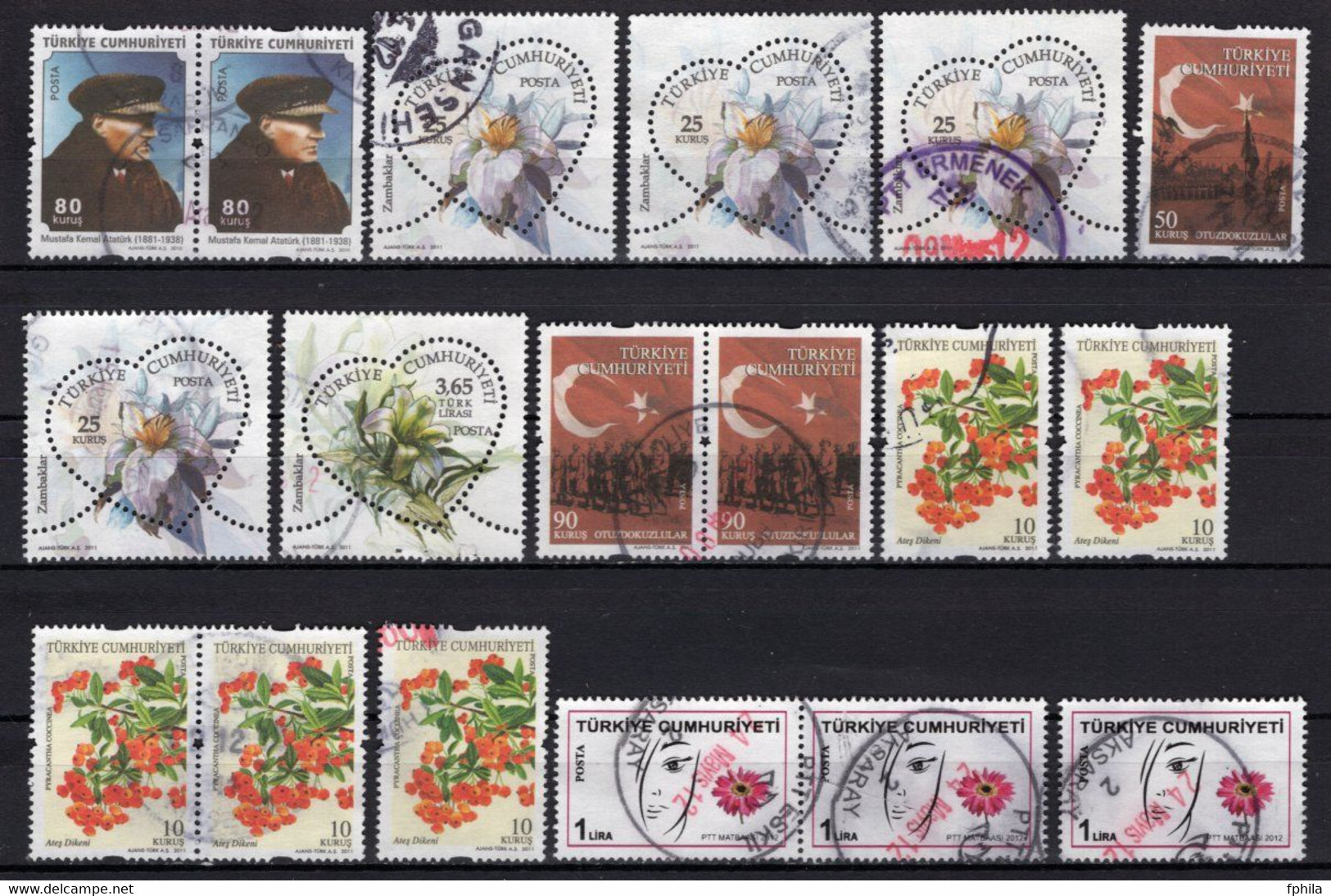 2010-2011-2012 TURKEY 18x Stamps ALL USED - Used Stamps