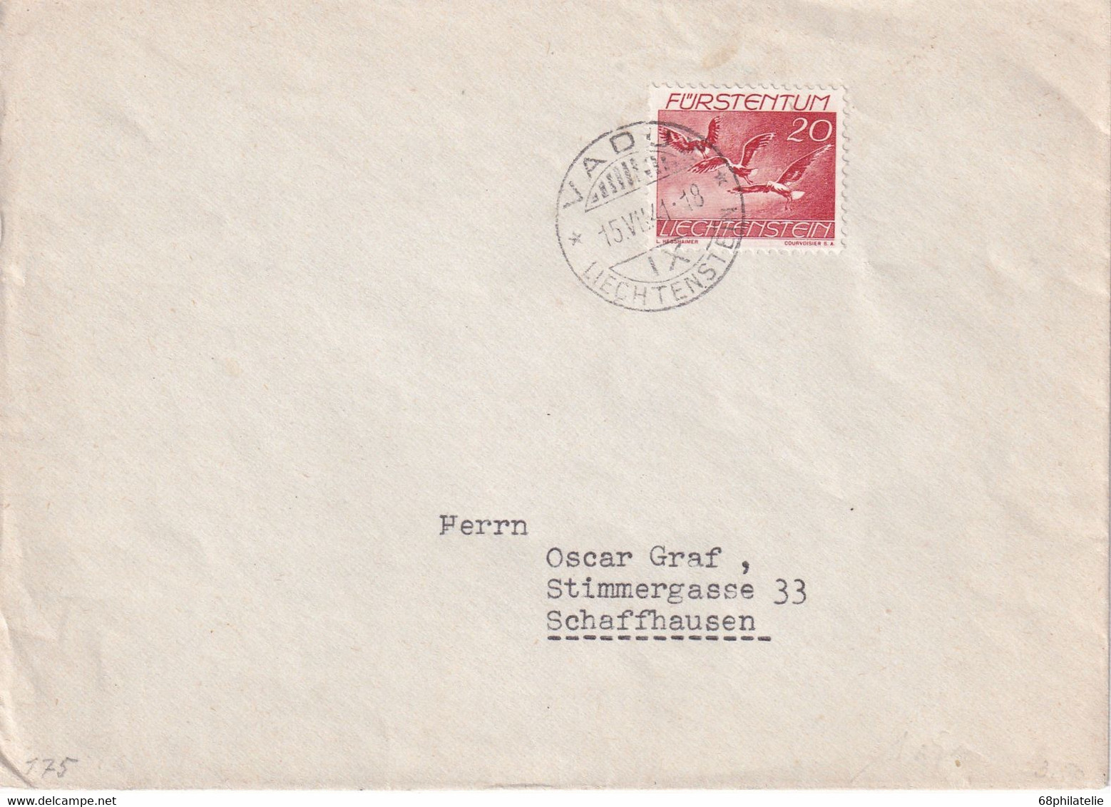 LIECHTENSTEIN 1941 LETTRE DE VADUZ - Other & Unclassified