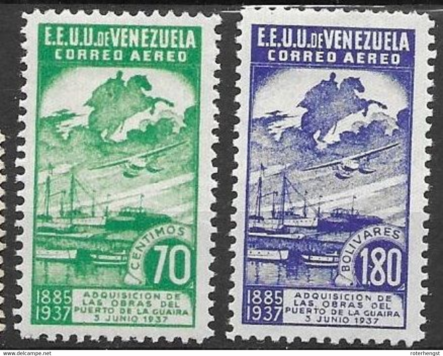 Venezuela Mh* Set 4,60 Euros Boat Ship Airplane - Venezuela