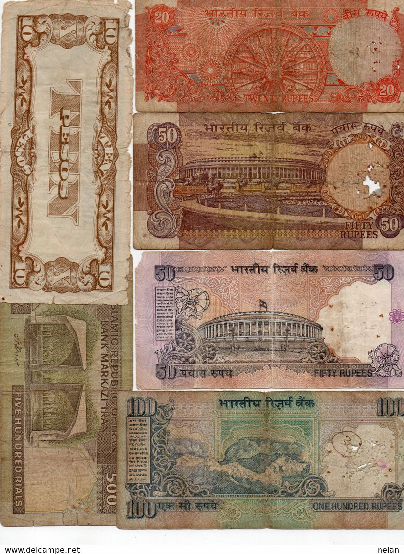 LOTTO BANCONOTE CIRCOLATE -ASIA -INDIA,FILIPPINE,PERSIA - Lots & Kiloware - Banknotes