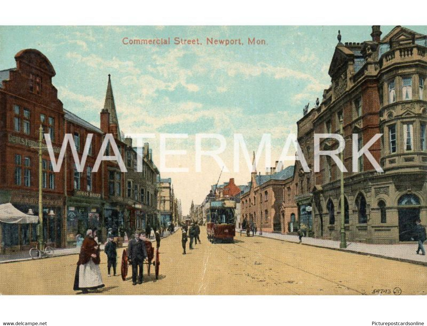 COMMERCIAL STREET NEWPORT OLD COLOUR POSTCARD WALES - Monmouthshire