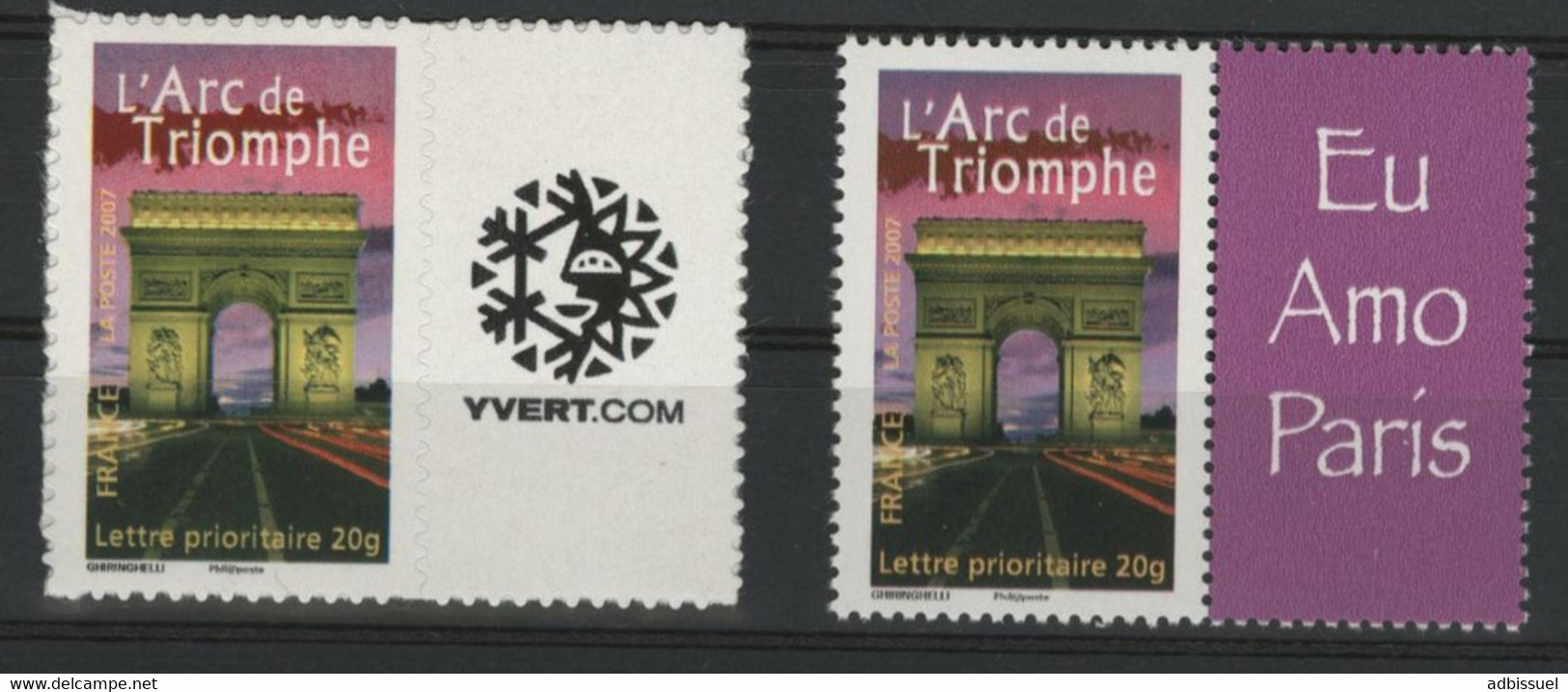 N° 3599A + 3599B COTE 46 € "Arc De Triomphe" Avec Vignette "Yvert" Et "Eu Amo Paris" Neuf ** (MNH) Qualité TB - Otros & Sin Clasificación